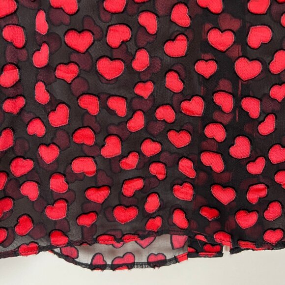 Alice + Olivia Silk Emmerson Burnout Velvet Heart Shirt Sheer Button Down Blouse - Picture 11 of 16